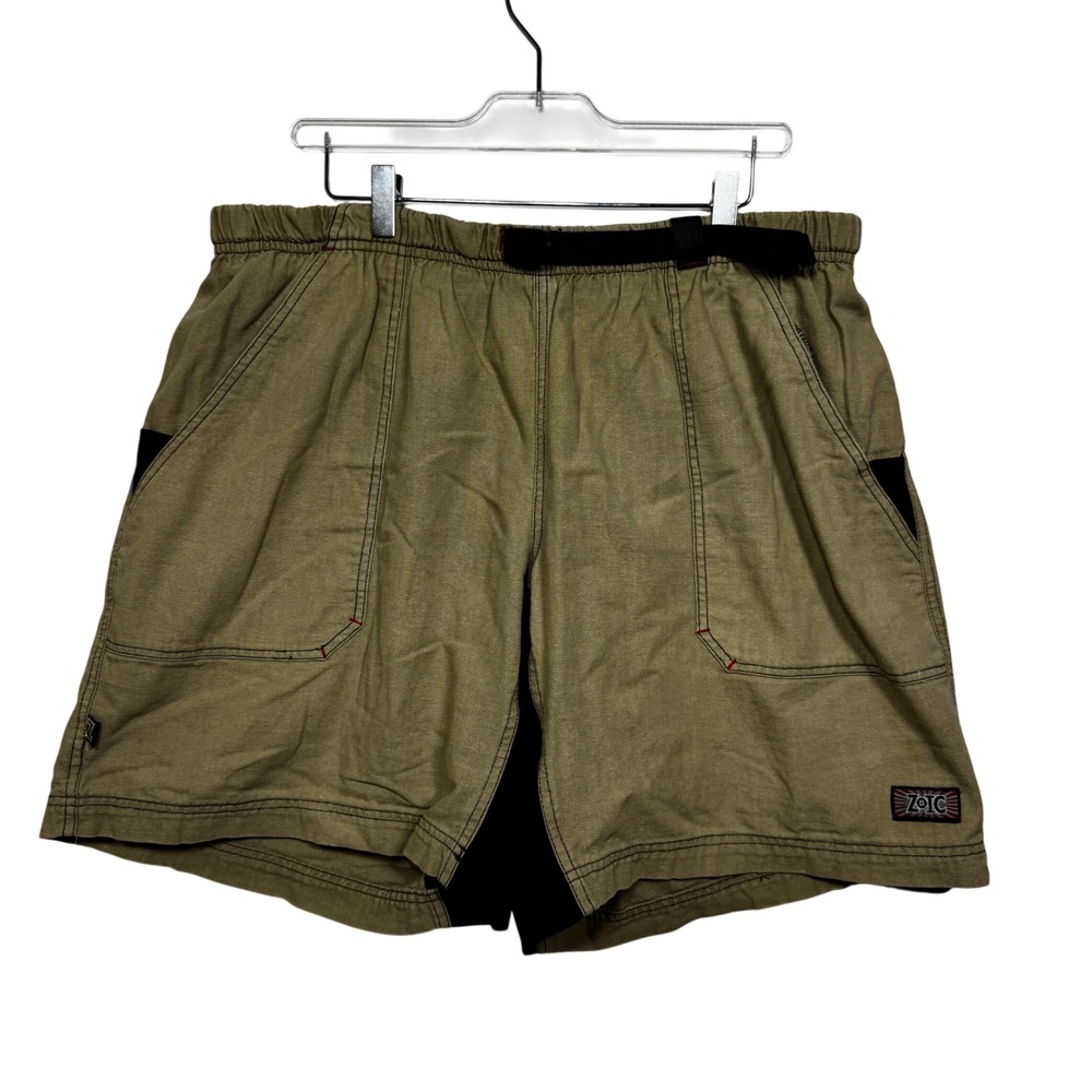 Zoic Vintage Mountain Bike Shorts Khaki Tan Canvas Belted MTB Mens L Made in USA